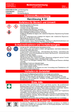 Beispiel einer Betriebsanweisung in Deutsch
