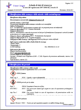 GHS scheda dei dati di sicurezza